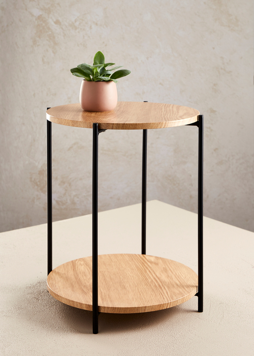 Rundt bord Ø40 cm MDF/egetræslook - DAY